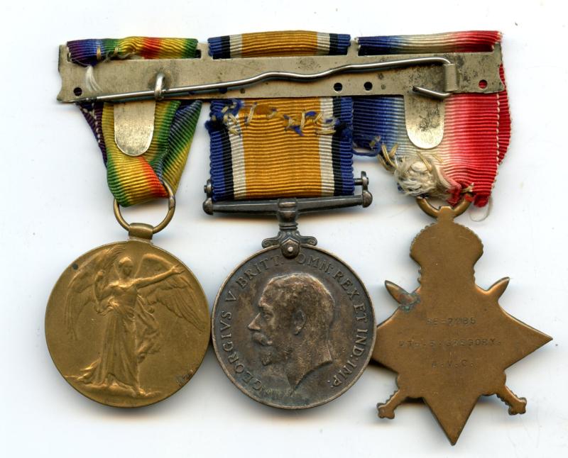 WW1 1914-15 Trio World War One Medals To Pte Sidney Gregory, Army Veterinary Corps