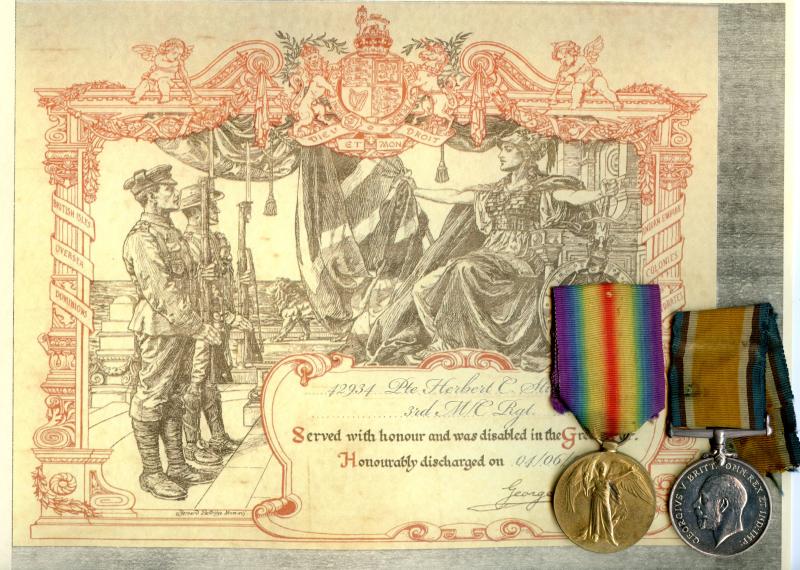 WW1 British War & Victory Medals Pair To Pte Herbert C Stimpson, 2/5th Manchester Regiment