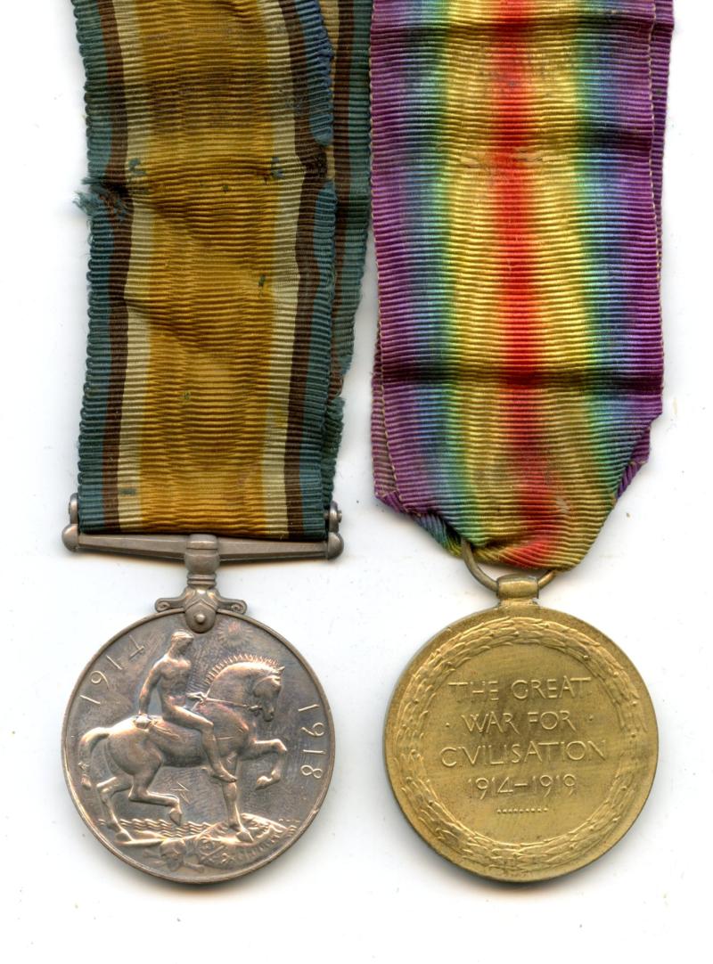WW1 British War & Victory Medals Pair To Pte Herbert C Stimpson, 2/5th Manchester Regiment
