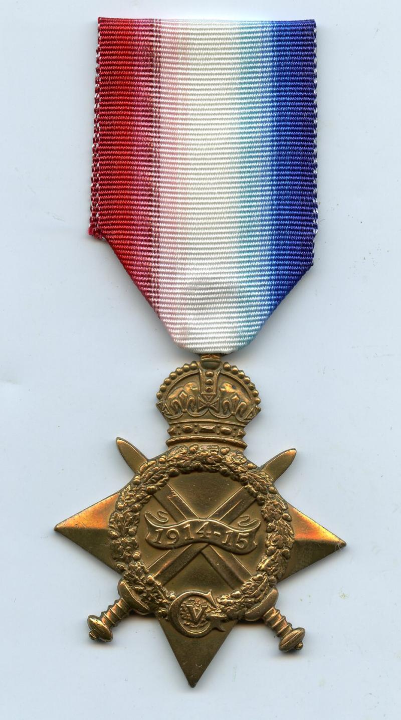 WW1 1914-15 Star Medal To Pte John Whitelaw, 1st Bn., Royal Scots Fusiliers