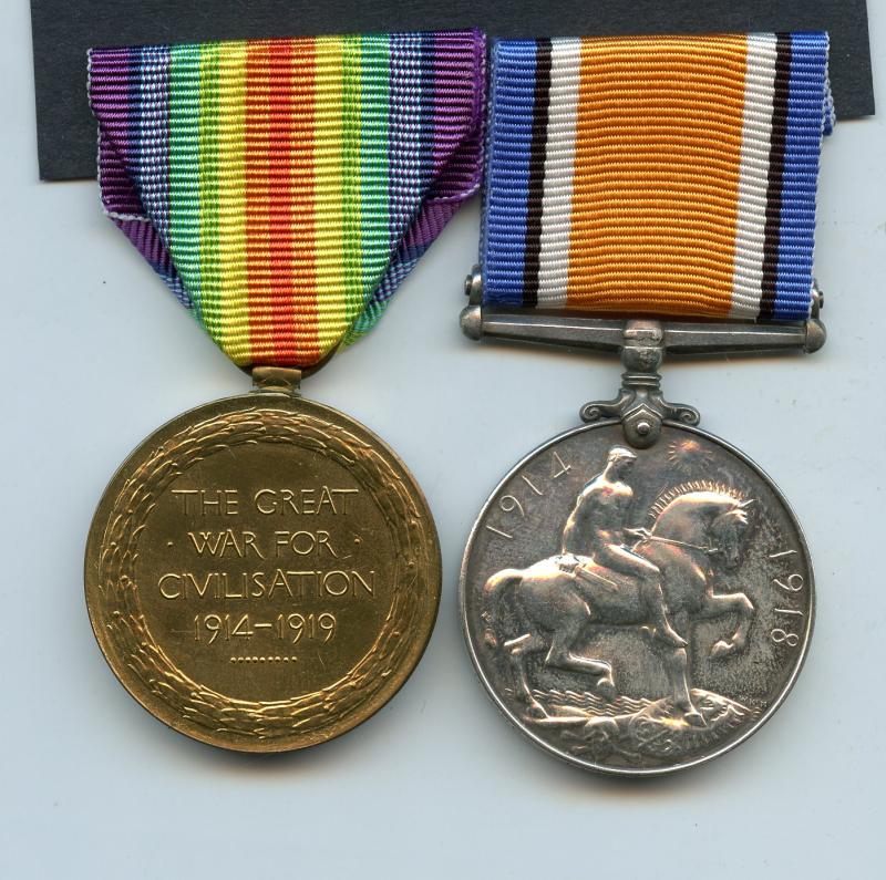 WW1 British War & Victory Medals Pair To Pte John S Hewitt, Worcestershire Regiment