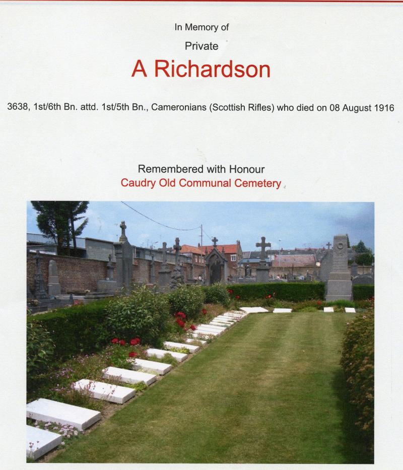 WW1 British War & Victory Medals Pair To Pte Archibald Richardson Cameronians (Scottish Rifles)