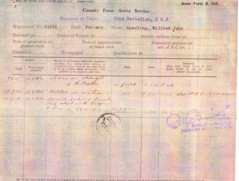 WW1 1914-15 Star & Victory Medal To Pte Wilfred John Sparling, 8th Bn., Canadian Infantry (90th Winnipeg Rifles)