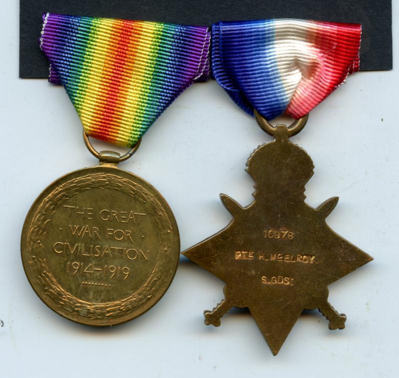 WW1 1914-15 Star & Victory Medal To Guardsman Harry McElroy, Scots Guards ( Born in New York U.S.A.)