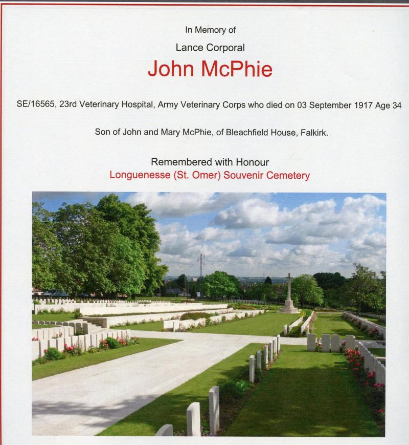 WW1 British War & Victory Medals Pair To Pte John McPhie, 23rd Veterinary Hospital, Army Veterinary Corps
