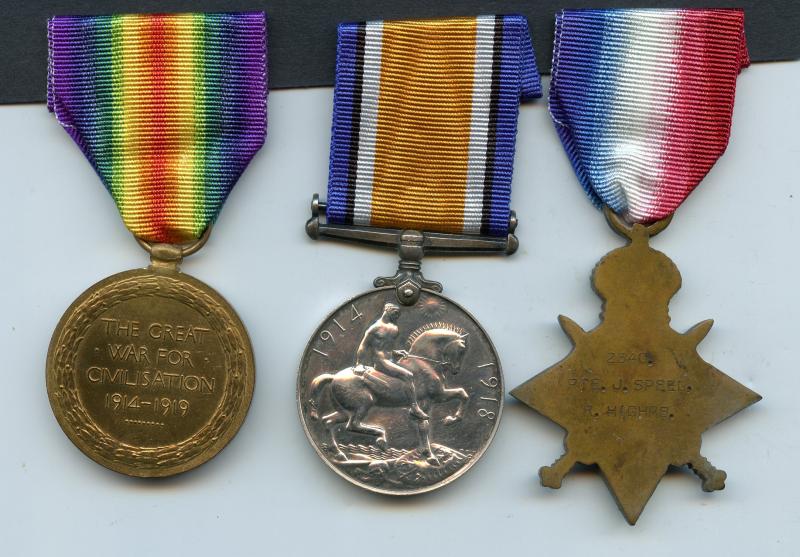 WW1 1914-15 Trio World War One Medals To Pte James Speed, Royal Highlanders The Black Watch ( Prisoner of War )