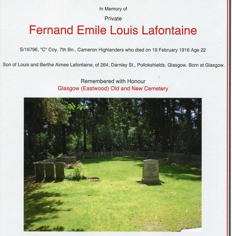 WW1 1914-15 Star & British war Medal To Pte Fernand Lafontaine, 7th Bn., Cameron Highlanders