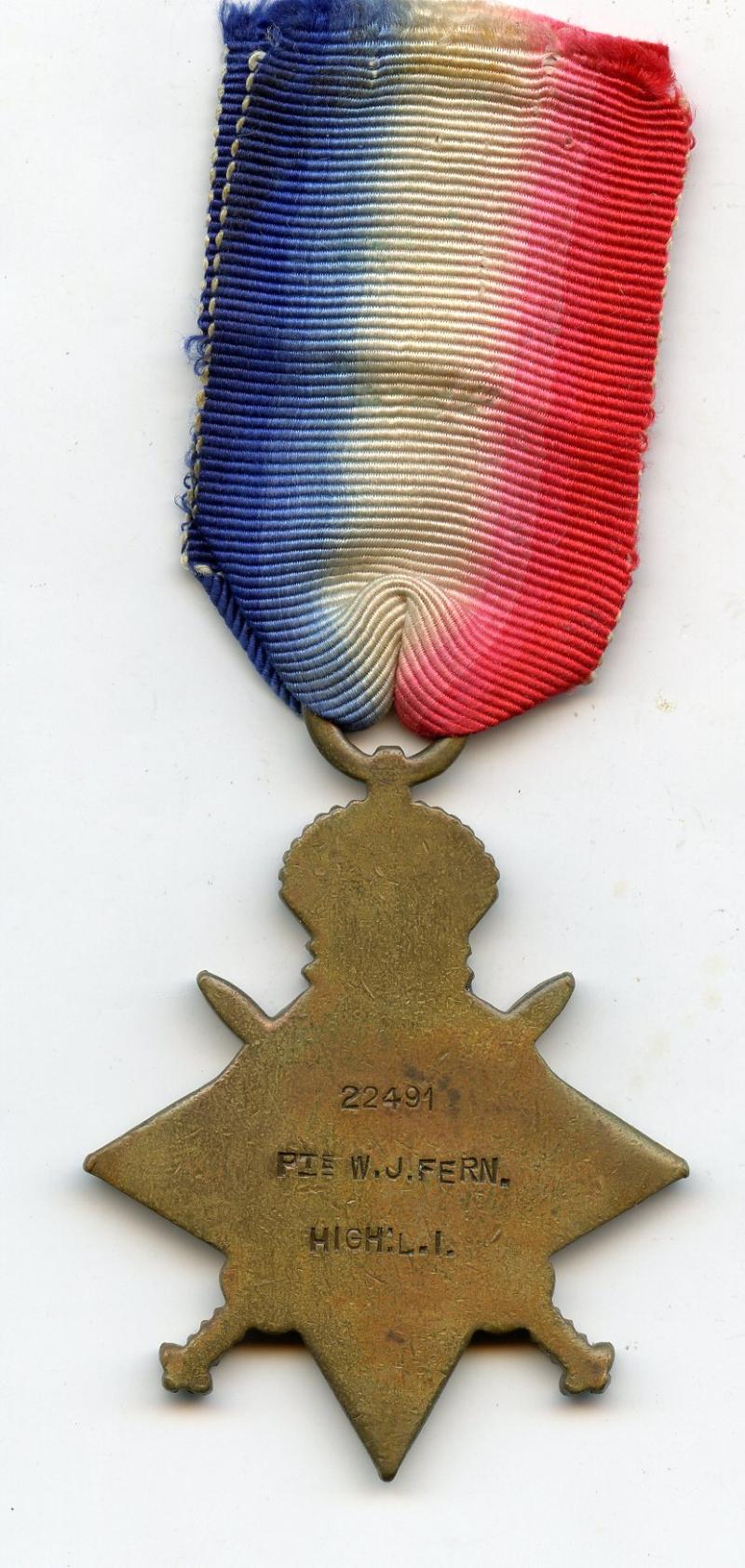 WW1 1914-15 Star Medal To Pte William J Fern, 16th Bn., Highland Light Infantry