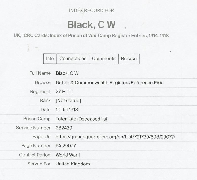 WW1 British War Medal 1914-18 To Pte Charles Black 12th Bn., Highland Light Infantry